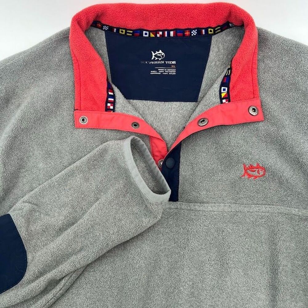 Southern‎ Tide Men's Fleece Pullover Quarter Zip Sweater Gray Size XL